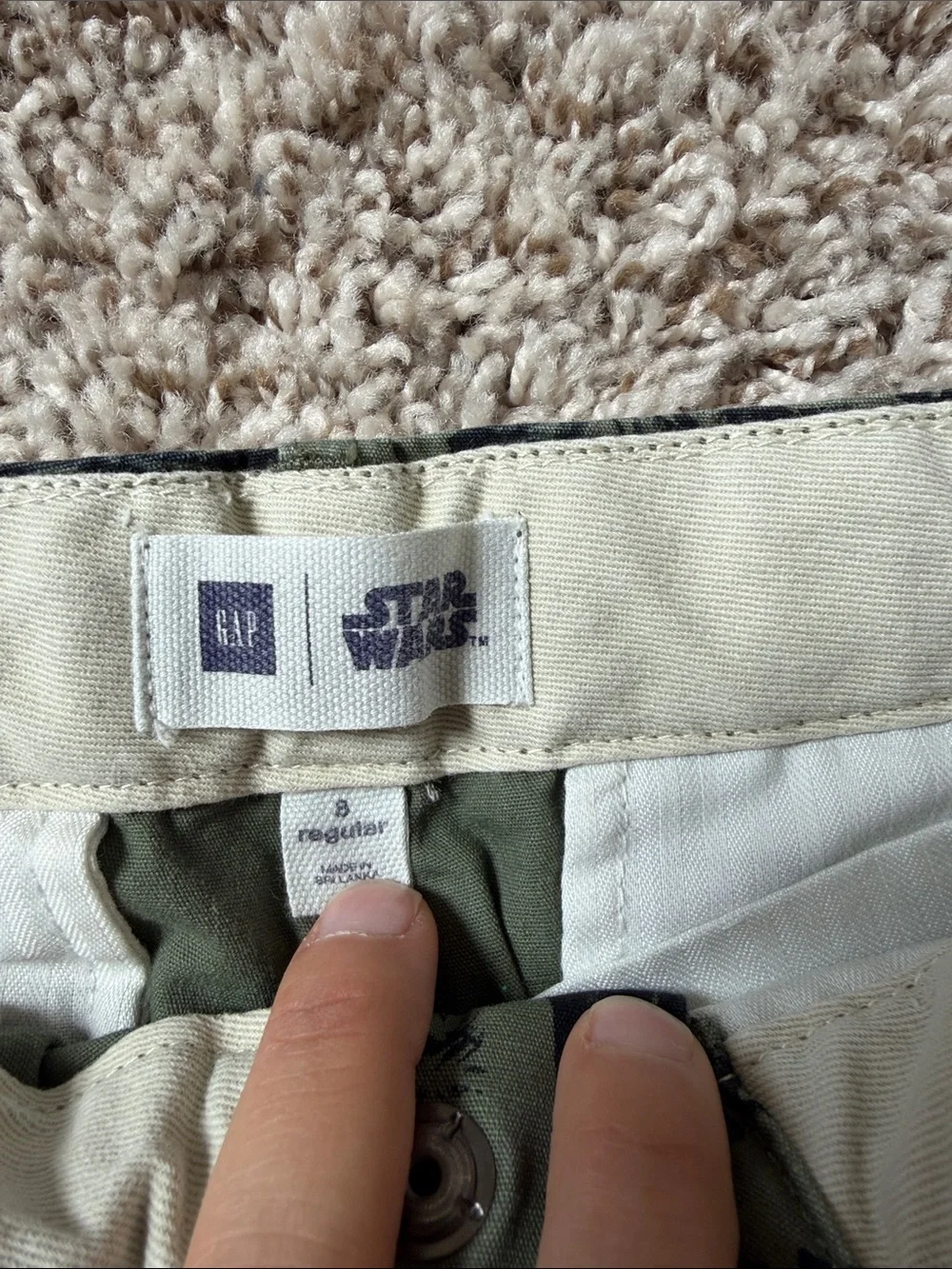 Old Navy Star Wars Green Cargo Shorts with Black Tropical Print